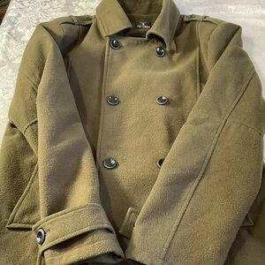 Toms Ware Army Green Pea Coat Women’s Size Large Double Breasted Button Up